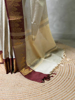 Beige and maroon banarasi silksaree -LZ9