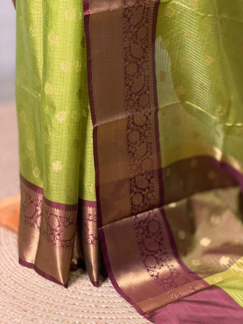 Green and maroon banarasi silksaree -LZ9A