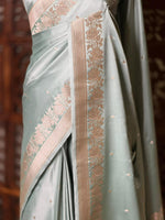 Pastal Blue pure zatin Banarasi silk saree - RAZ2A