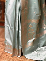 Pastal Blue pure zatin Banarasi silk saree - RAZ2A