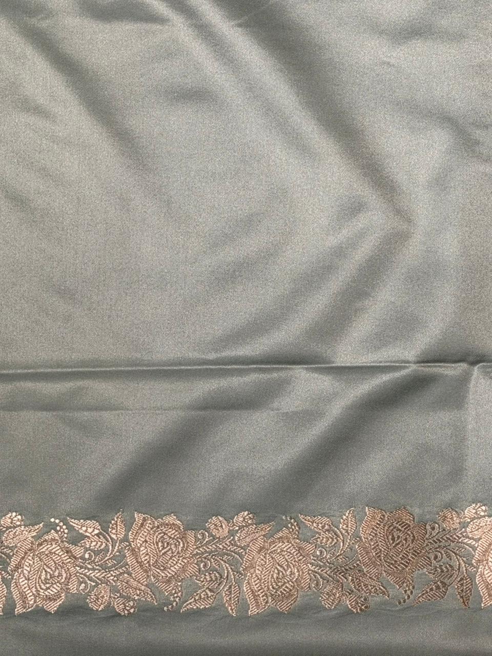 Pastal Blue pure zatin Banarasi silk saree - RAZ2A