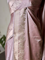 Lavender pure zatin Banarasi silk saree - RAZ2B