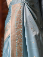 Pastal Blue pure zatin Banarasi silk saree - RAZ2C