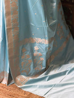 Pastal Blue pure zatin Banarasi silk saree - RAZ2C