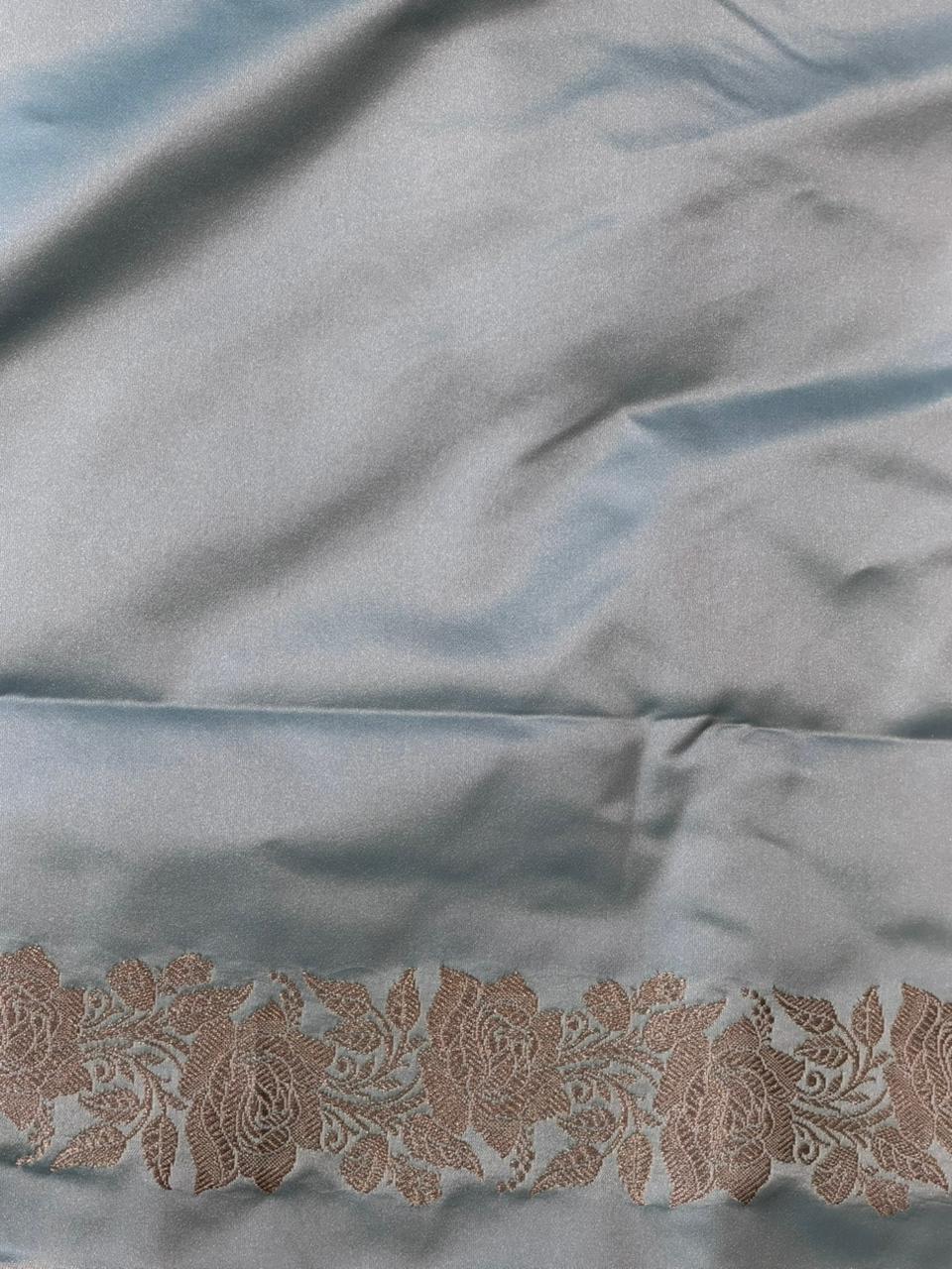 Pastal Blue pure zatin Banarasi silk saree - RAZ2C