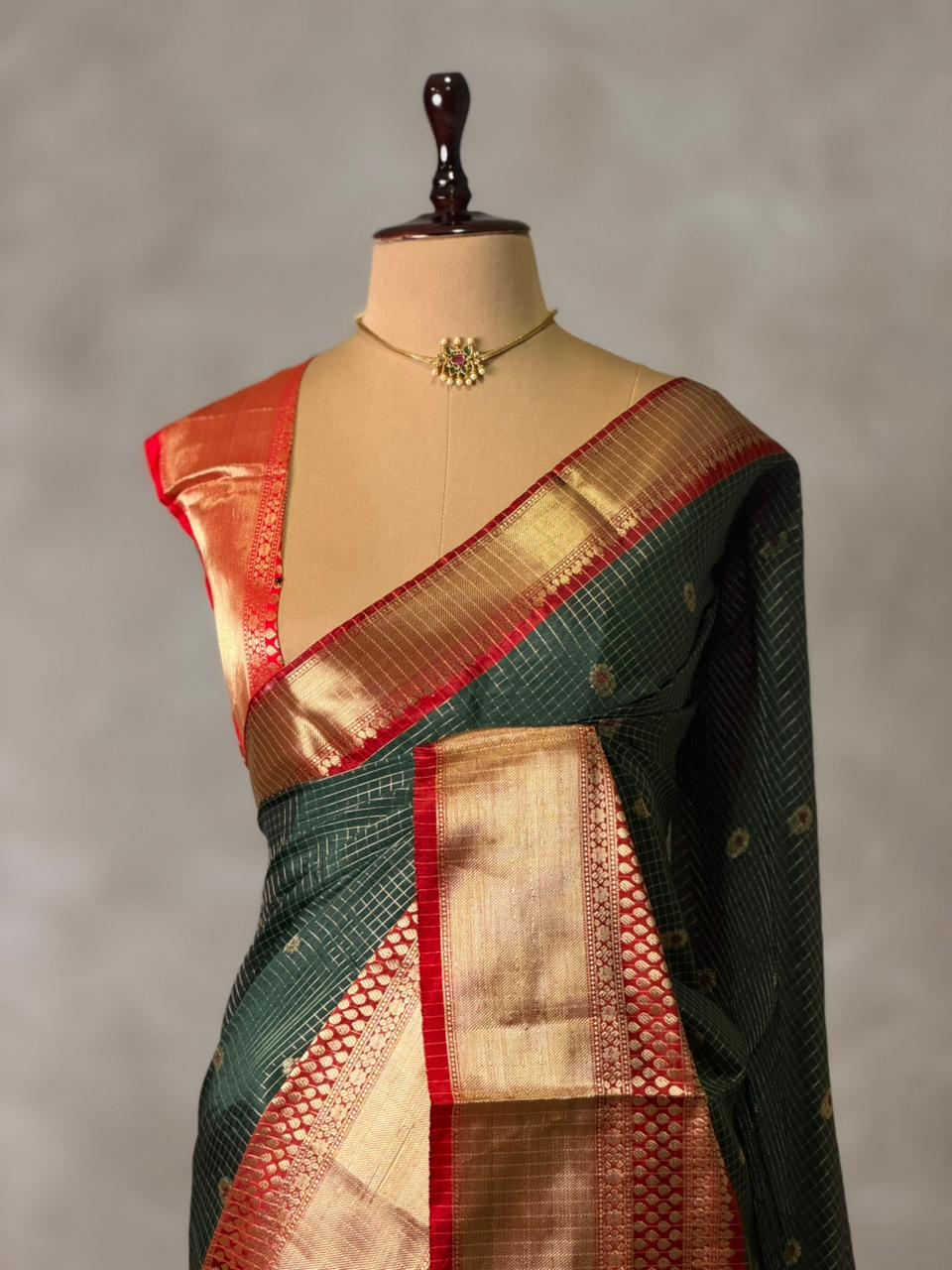Green and Red banarasi silksaree -PFAZ2