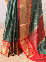 Green and Red banarasi silksaree -PFAZ2