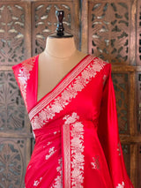 Red pure zatin Banarasi silk saree - RAZ1