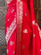 Red pure zatin Banarasi silk saree - RAZ1