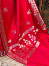Red pure zatin Banarasi silk saree - RAZ1