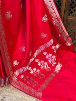 Red pure zatin Banarasi silk saree - RAZ1