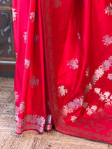 Red pure zatin Banarasi silk saree - RAZ1