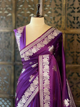Violet pure zatin Banarasi silk saree - RAZ1A