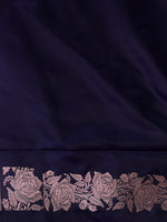 Navy blue pure zatin Banarasi silk saree - RAZ1B