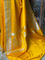 Yellow pure zatin Banarasi silk saree - RAZ1D
