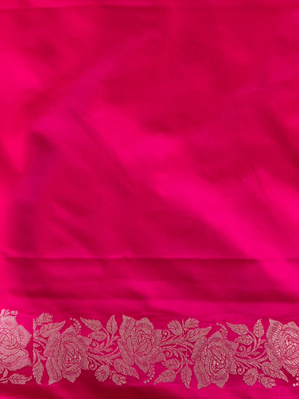 Rani pink pure zatin Banarasi silk saree - RAZ1E