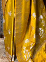 Yellow pure zatin Banarasi silk saree - RAZ1G