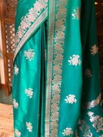 Peacock blue zatin Banarasi silk saree - RAZ1I