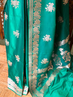 Peacock blue zatin Banarasi silk saree - RAZ1I