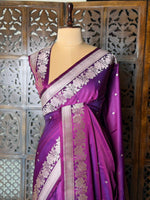 Violet pure zatin Banarasi silk saree - RAZ2E