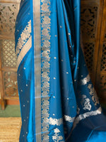 Blue pure zatin Banarasi silk saree - RAZ2F