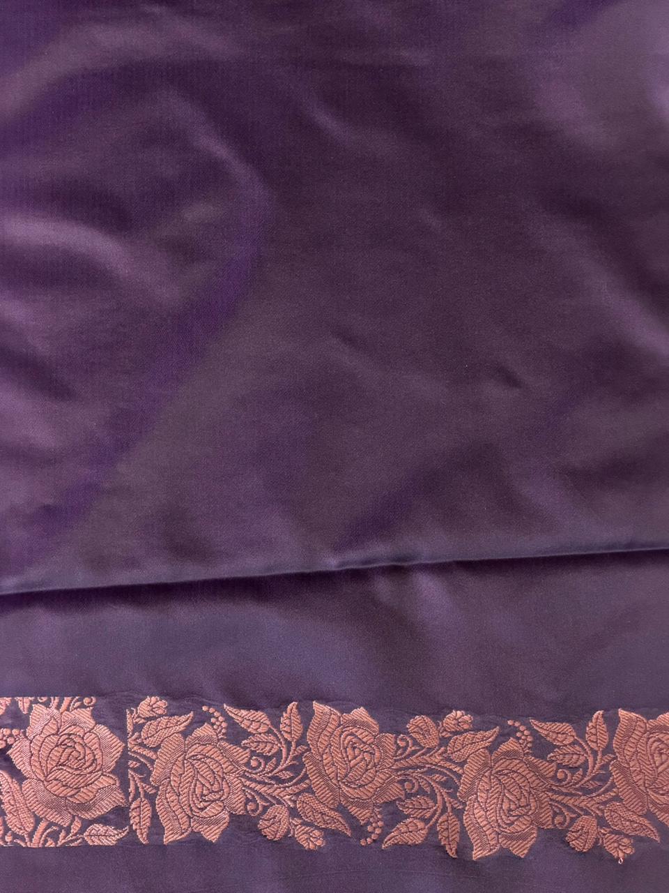 Navy blue pure zatin Banarasi silk saree - RAZ2G