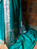 Peacock Green pure zatin Banarasi silk saree - RAZ2H