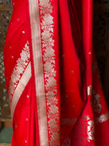 Red pure zatin Banarasi silk saree - RAZ2I