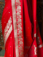 Red pure zatin Banarasi silk saree - RAZ2I