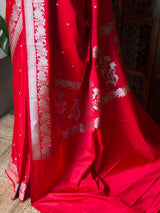 Red pure zatin Banarasi silk saree - RAZ2I