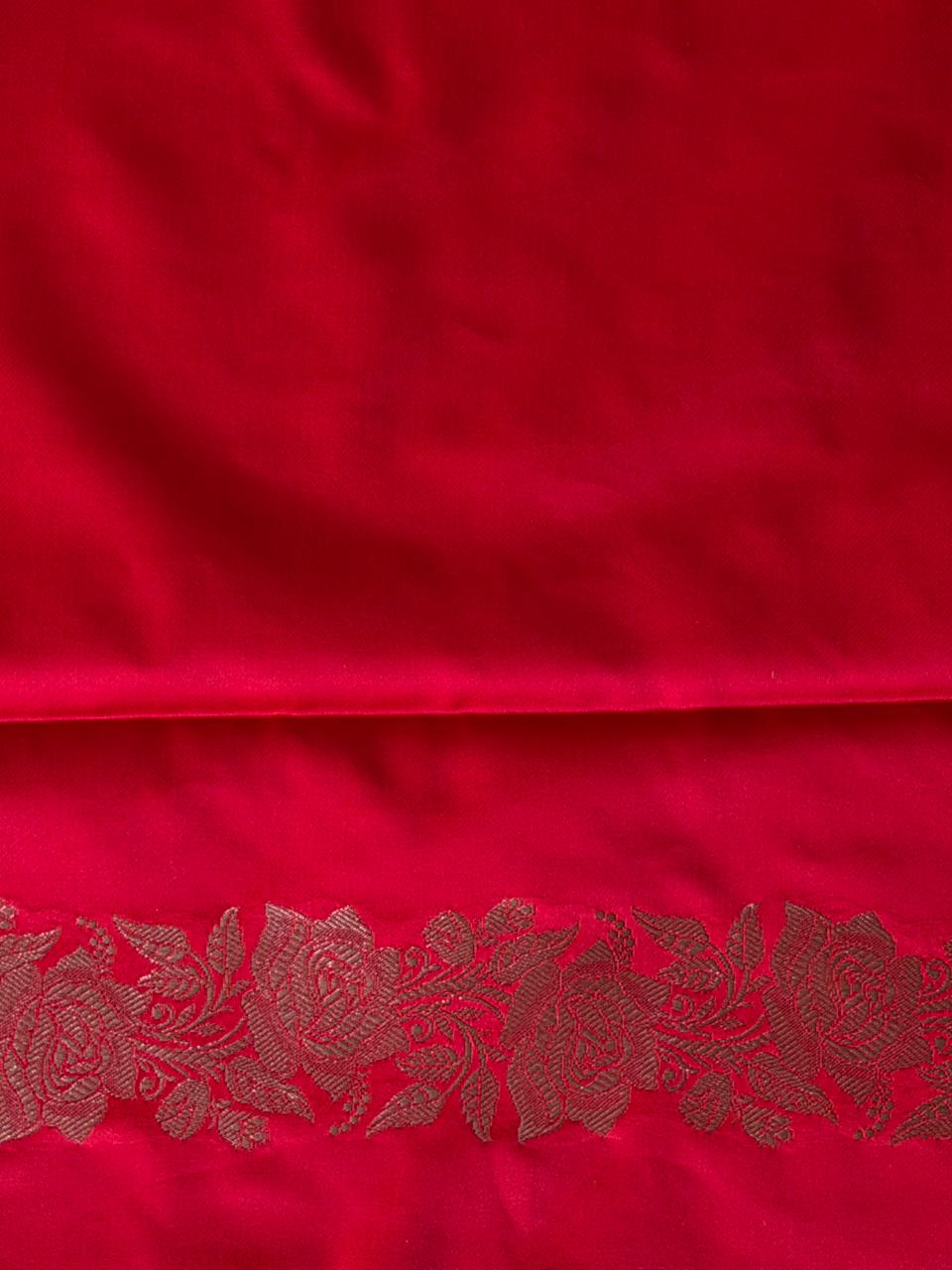 Red pure zatin Banarasi silk saree - RAZ2I