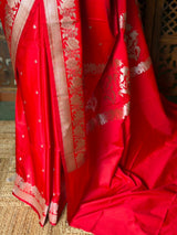 Red pure zatin Banarasi silk saree - RAZ2I