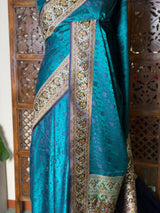 Peacock Blue pure Tanchui banarasi saree: PBR56
