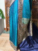 Peacock Blue pure Tanchui banarasi saree: PBR56