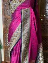 Magenta pure Tanchui banarasi saree: PBR56A