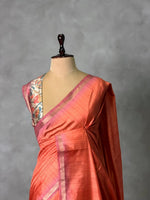 Brick Orange semi tusser saree- PBR28D1