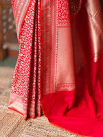 Red Katan Banarasi silk saree - RAZ3