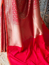 Red Katan Banarasi silk saree - RAZ3