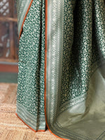 Bottle green Katan Banarasi silk saree - RAZ3C