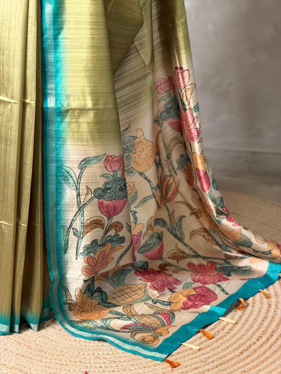 sage Green semi tusser saree- PBR28D2