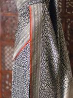 Deep blue Katan Banarasi silk saree - RAZ3D