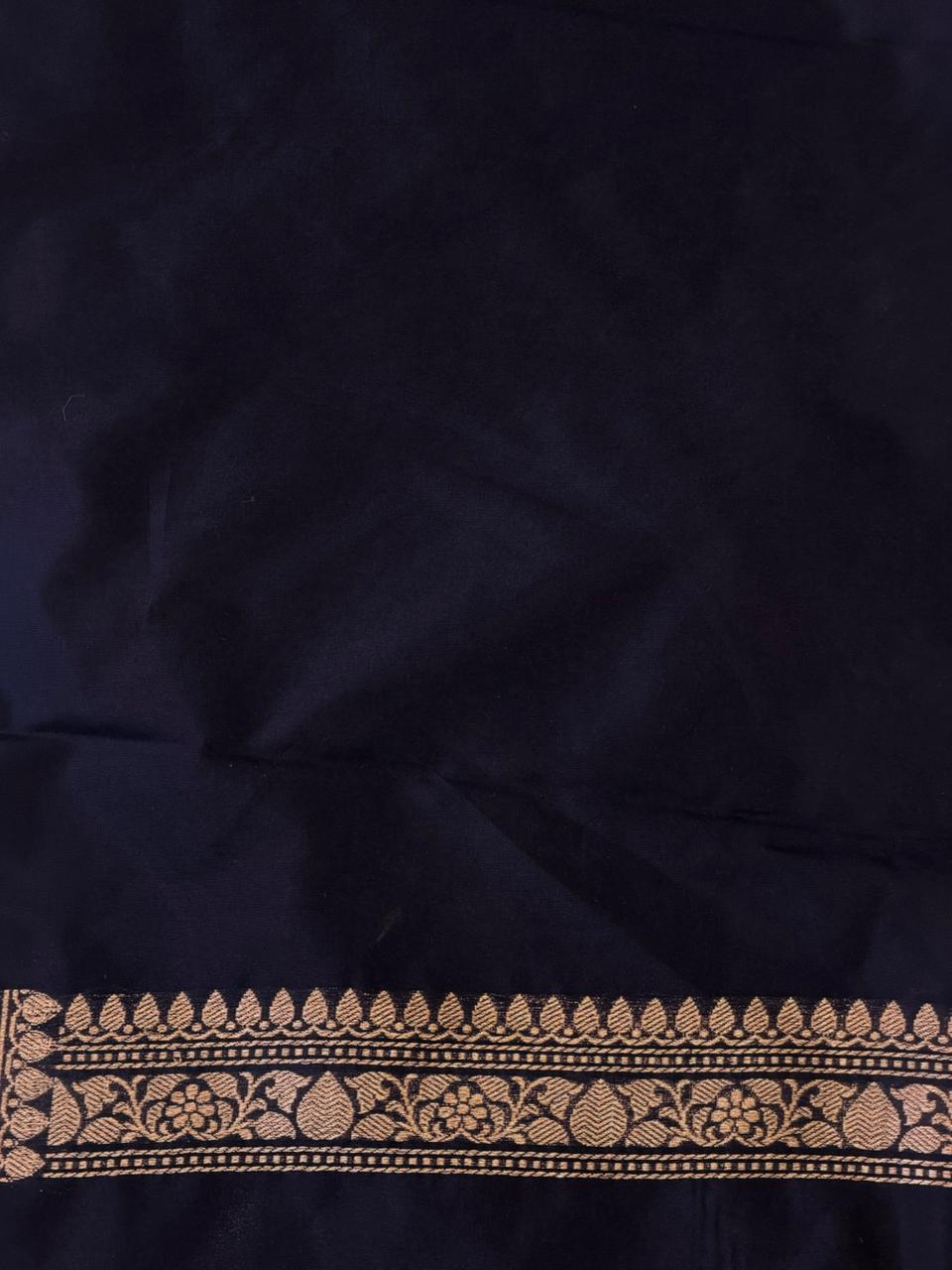 Deep blue Katan Banarasi silk saree - RAZ3D