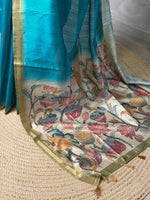 Blue semi tusser saree- PBR28D3