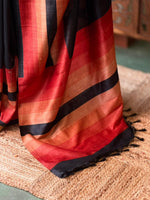 Black tusser silk saree- PBR44