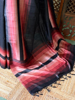 Black tusser silk saree- PBR44B