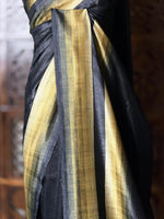 Black tusser silk saree- PBR44A