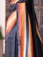 Black tusser silk saree- PBR44C