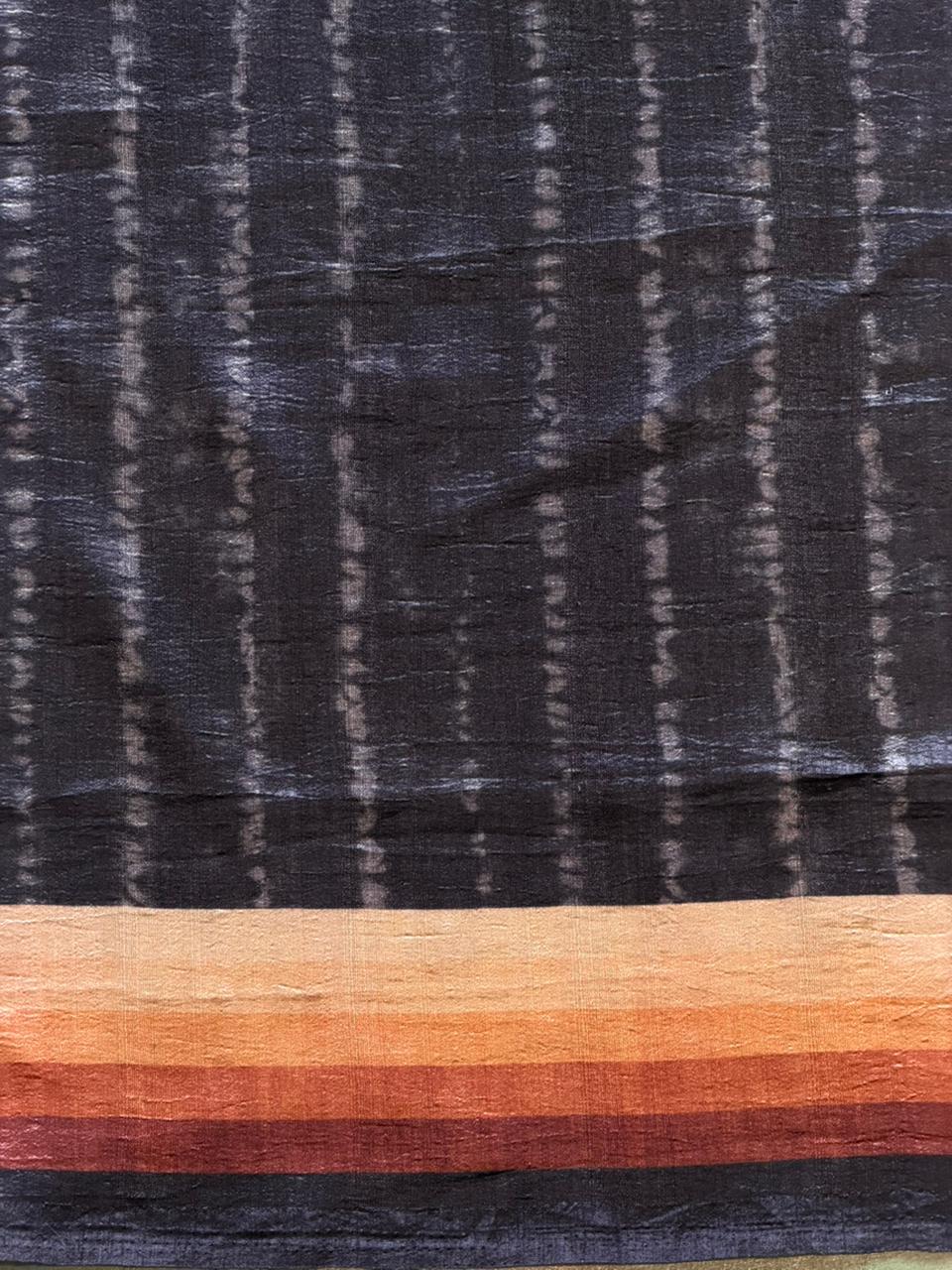Black tusser silk saree- PBR44C