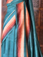 Blue tusser silk saree- PBR44E