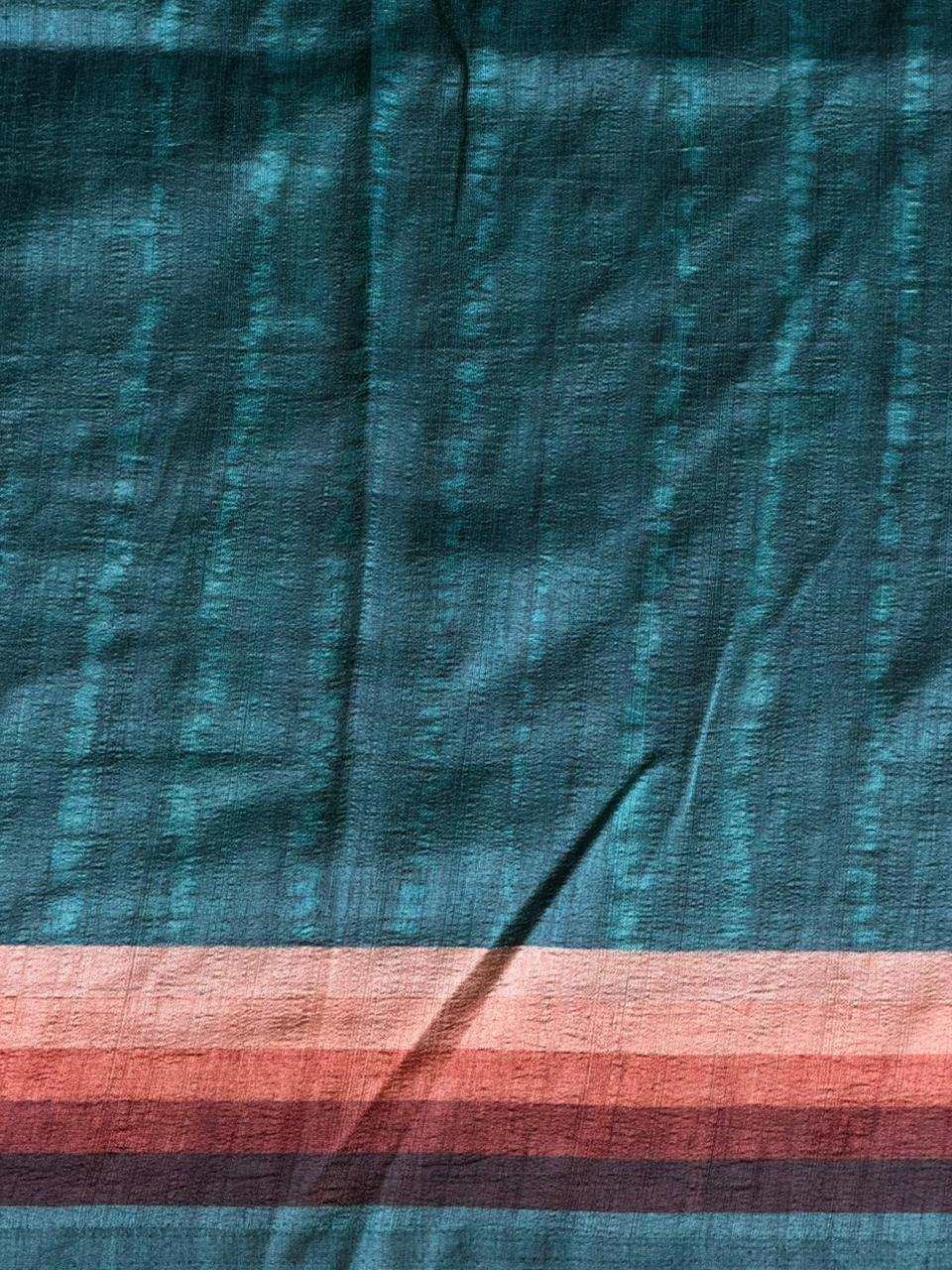 Blue tusser silk saree- PBR44E